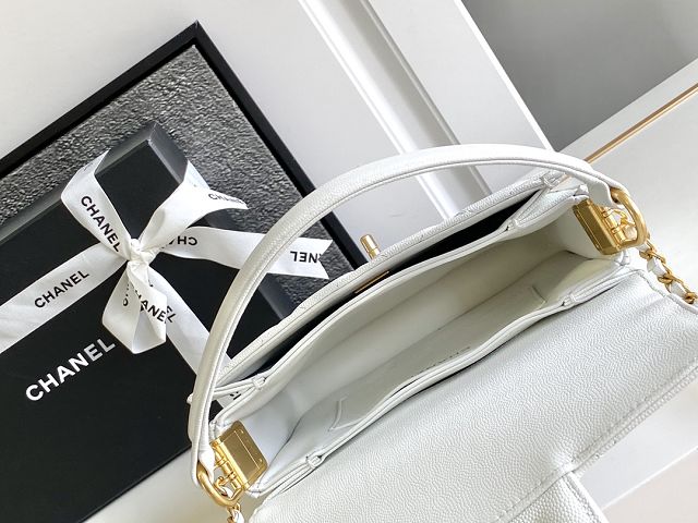 2024 CC original grained calfskin small flap bag AS5165 white