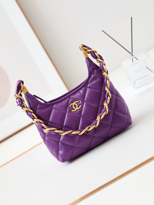 2024 CC original lambskin small hobo handbag AS4922 purple