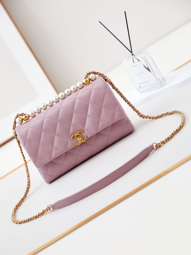 2024 CC original lambskin top handle flap bag AS4997 pink