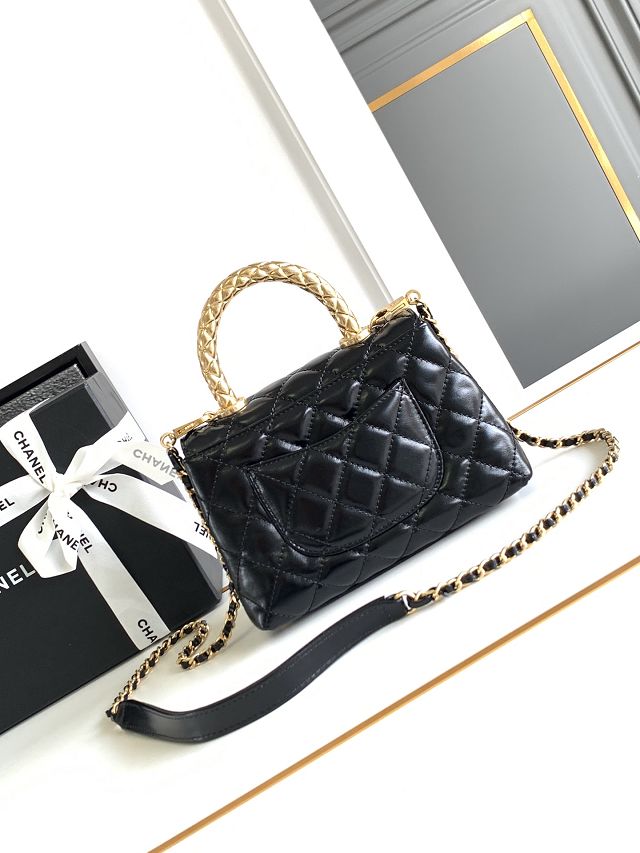 CC original calfskin mini coco handle bag AS2215 black