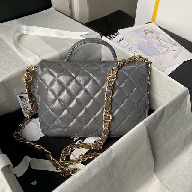 CC original lambskin top handle flap bag AS4993 grey