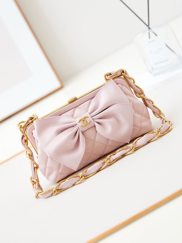 CC original lambskin clutch with chain AP4027 pink