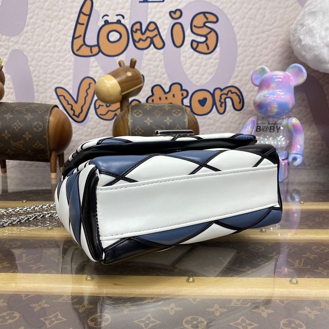 Louis vuitton original lambskin GO-14 medium handbag M22891 white&black&blue