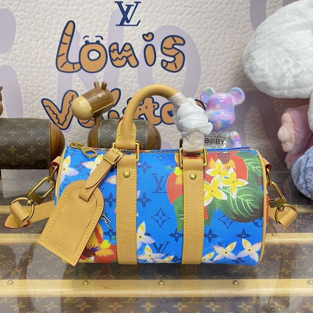 Louis vuitton original monogram canvas keepall 25 M24999 blue