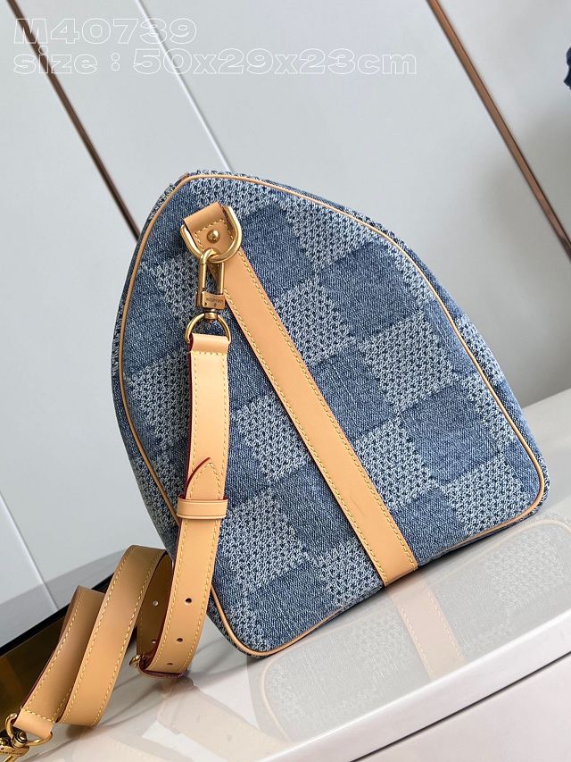 Louis vuitton original denim keepall 50 N40739 blue