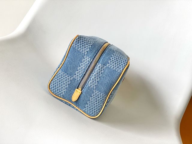 Louis vuitton original denim locker dopp kit N40753 blue