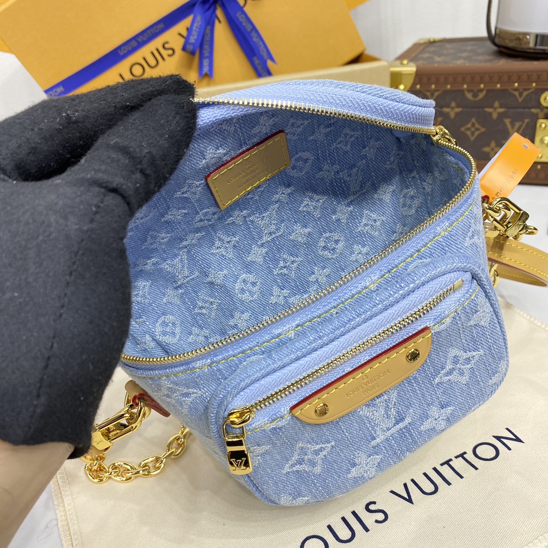 Louis vuitton original denim mini bumbag M83353 light blue