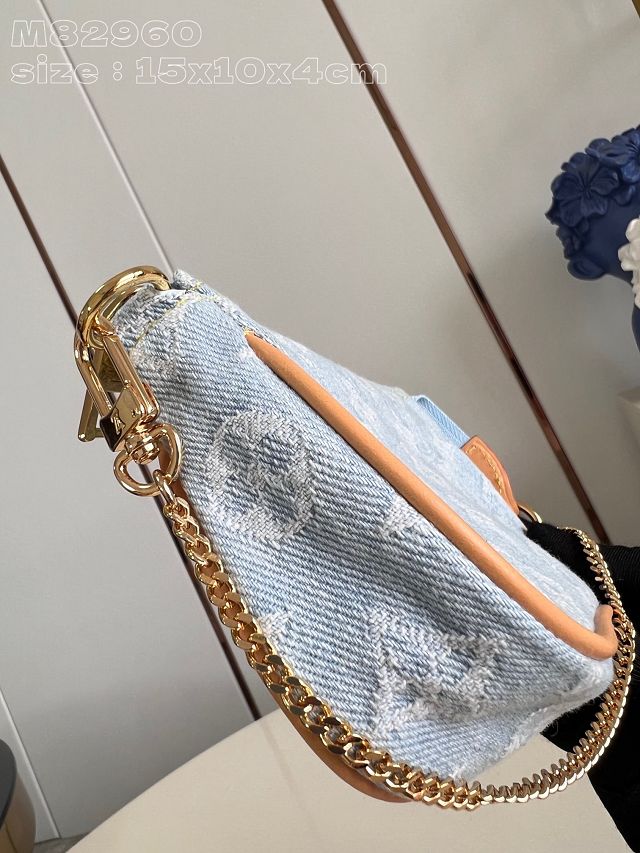 Louis vuitton original denim mini pochette M82960 light blue