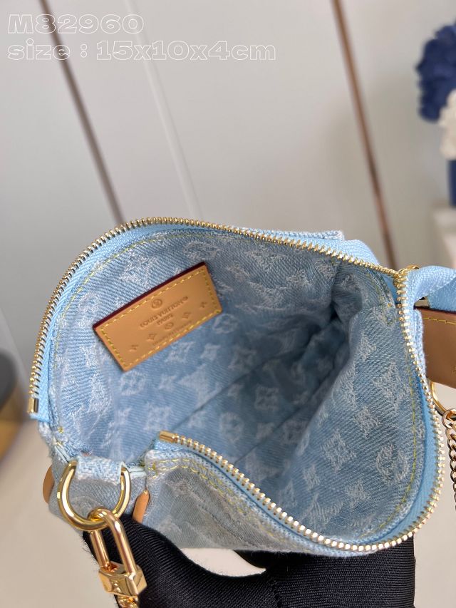 Louis vuitton original denim mini pochette M82960 light blue