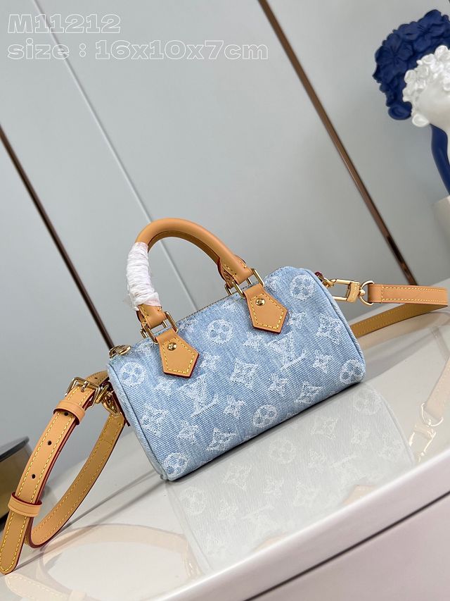 Louis vuitton original denim nano speedy M11212 light blue