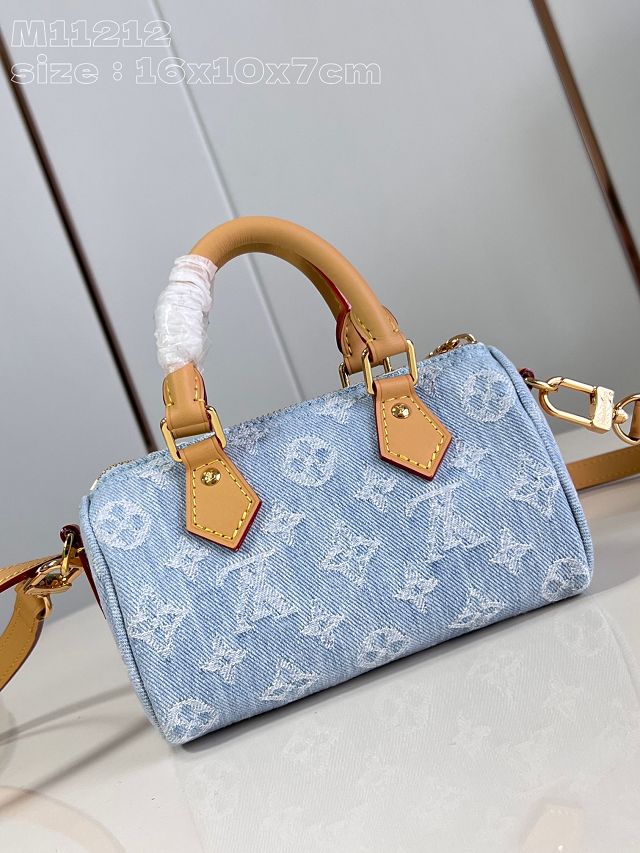 Louis vuitton original denim nano speedy M11212 light blue