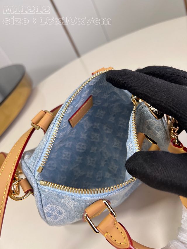 Louis vuitton original denim nano speedy M11212 light blue