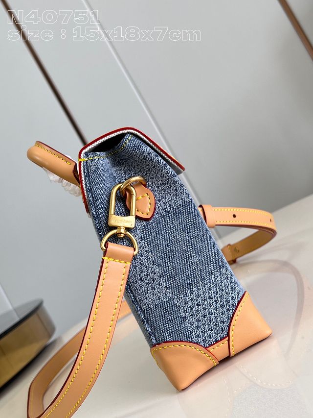 Louis vuitton original denim nano steamer N40751 blue