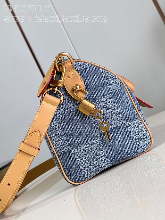 Louis vuitton original denim speedy 25 N40700 blue