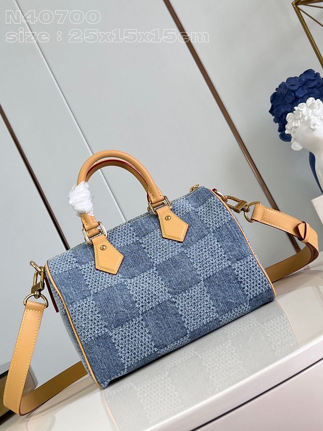 Louis vuitton original denim speedy 25 N40700 blue