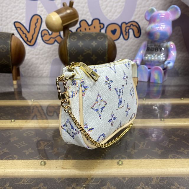 Louis vuitton origianl denim mini pochette accessoires M58009 white