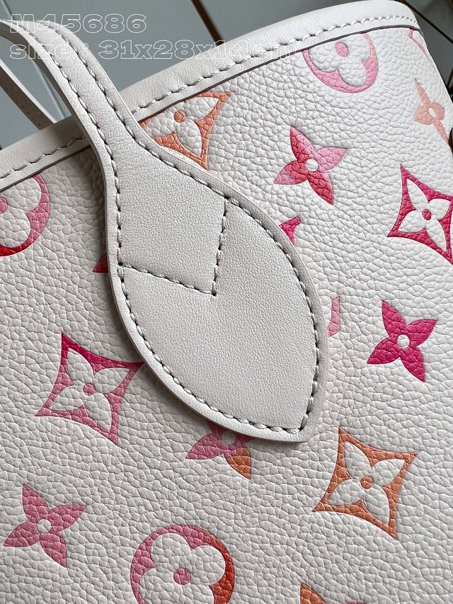 Louis vuitton original calfskin neverfull mm M47080 white&pink