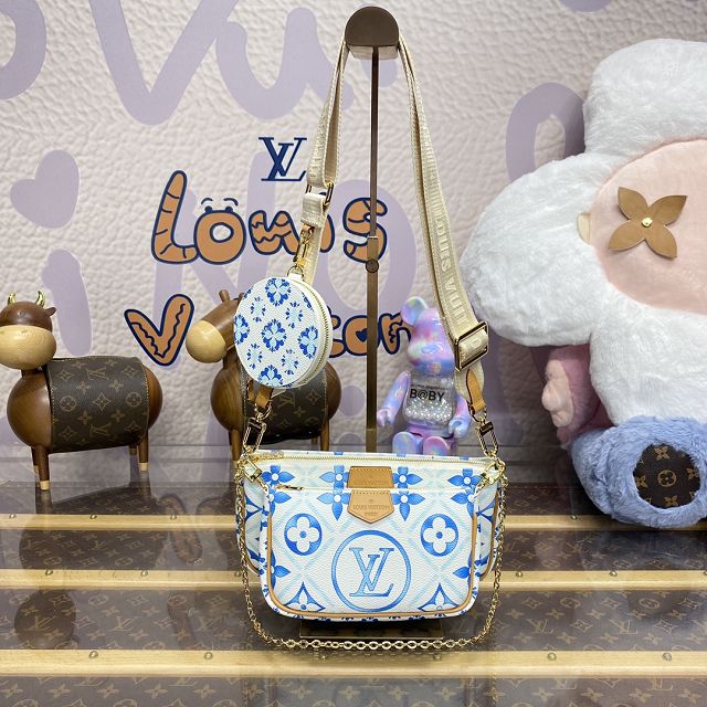 Louis vuitton original monogram canvas multi pochette M25374 blue