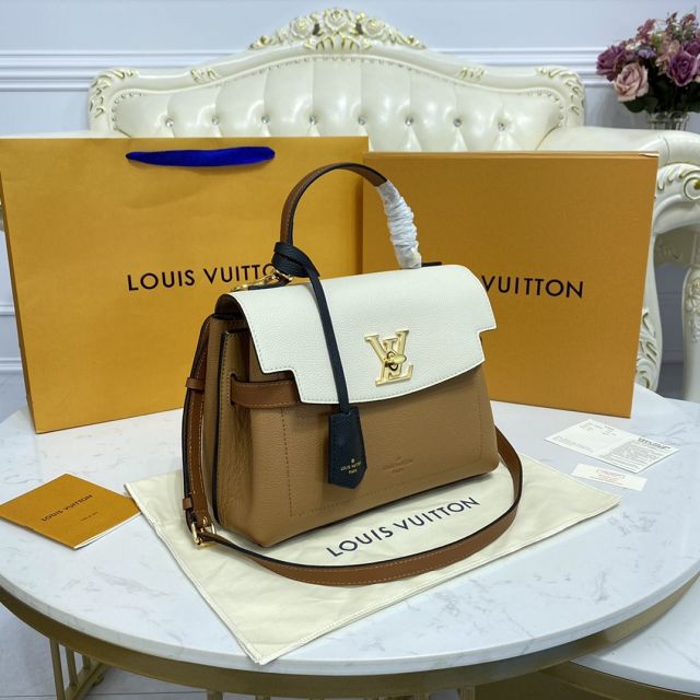 Louis vuitton original calfskin lockme ever BB handbag M56645 beige&white