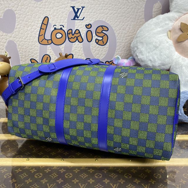 Louis vuitton original damier graphite keepall 45 N41418 blue&green