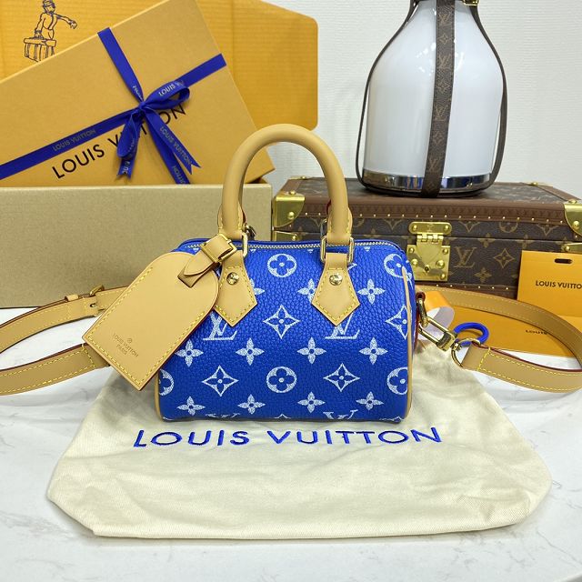 Louis vuitton original soft calfskin nano speedy 18 M24419 blue