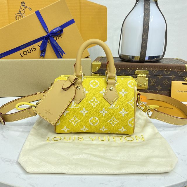 Louis vuitton original soft calfskin nano speedy 18 M24419 yellow