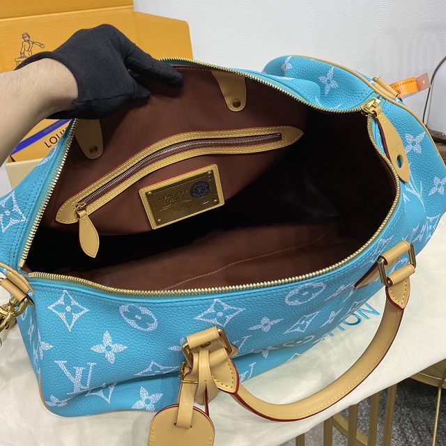 Louis vuitton original soft calfskin speedy P9 50 M11565 turquoise