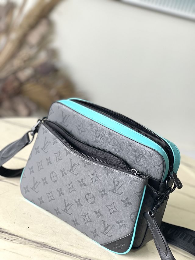 Louis vuitton original monogram eclipse trio messenger bag M11648 blue