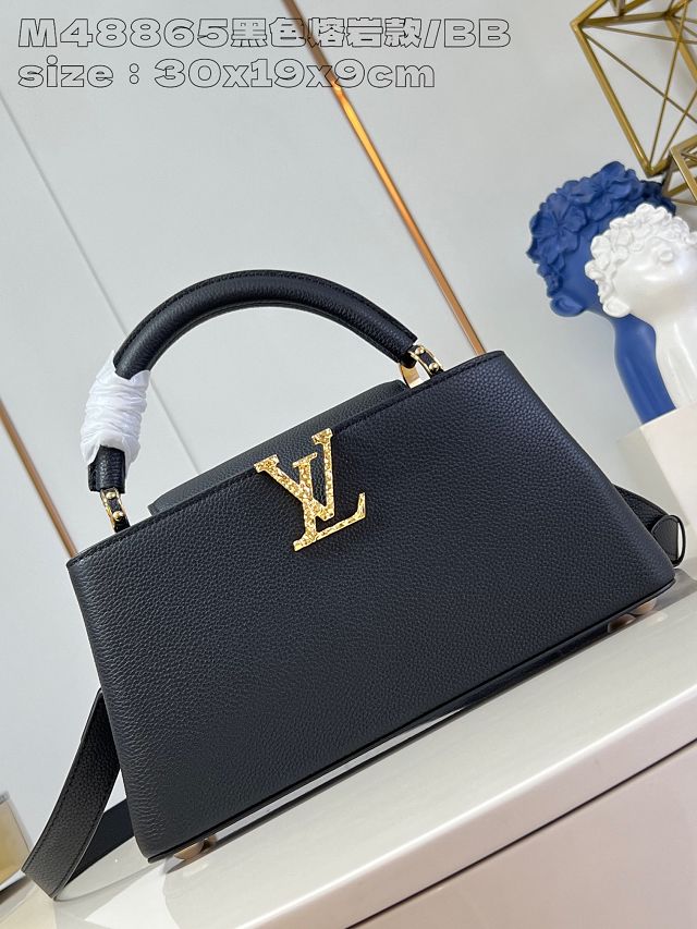 Louis vuitton original calfskin capucines east west MM M24666 black