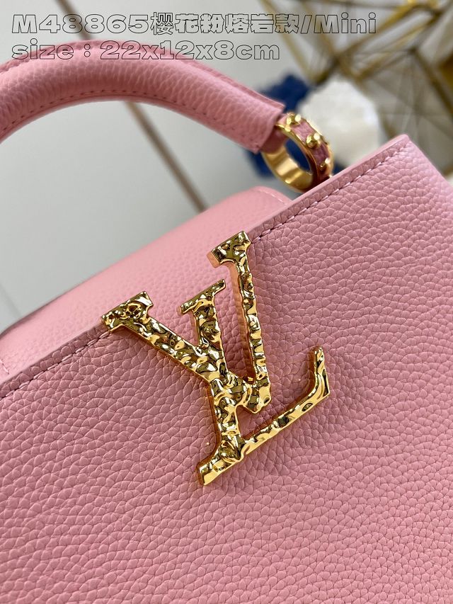 Louis vuitton original calfskin capucines east west mini M24671 pink