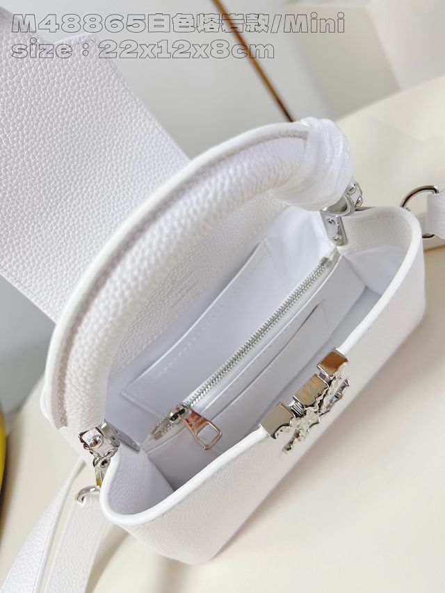 Louis vuitton original calfskin capucines east west mini M24671 white