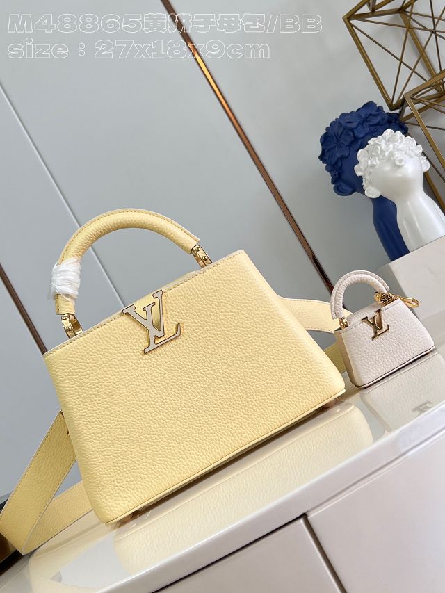 Louis vuitton original calfskin capucines BB handbag M24120 yellow