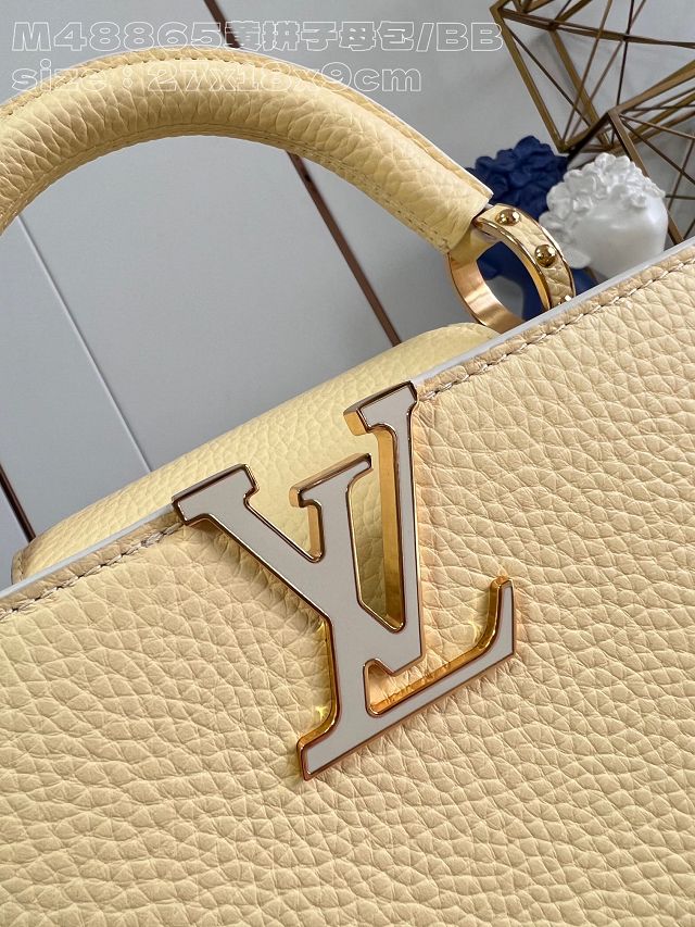 Louis vuitton original calfskin capucines BB handbag M24120 yellow