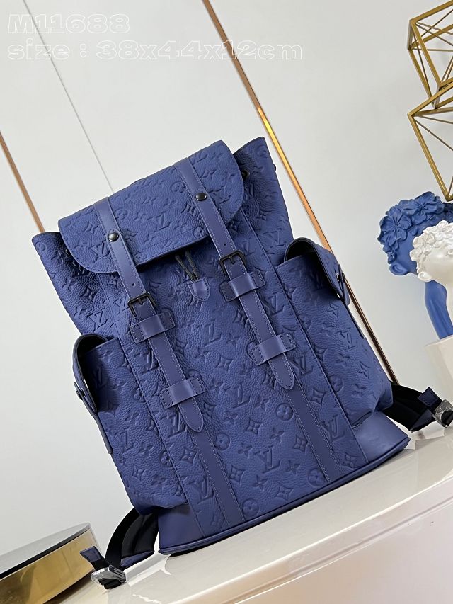 Louis vuitton original calfskin christopher backpack MM M11688 blue