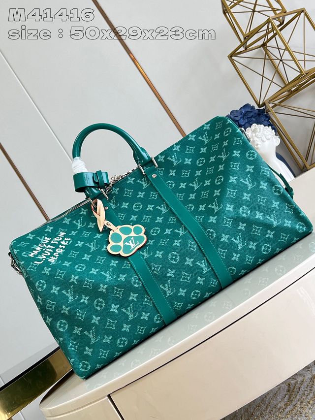 Louis vuitton original monogram canvas keepall 50 M41416 green