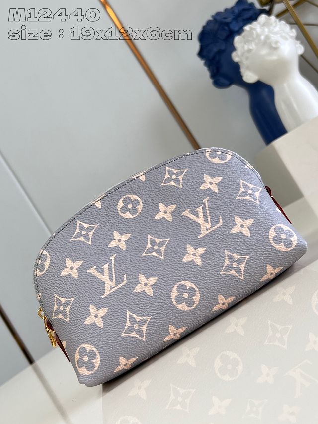 Louis vuitton original monogram canvas pochette cosmetique M12440 grey