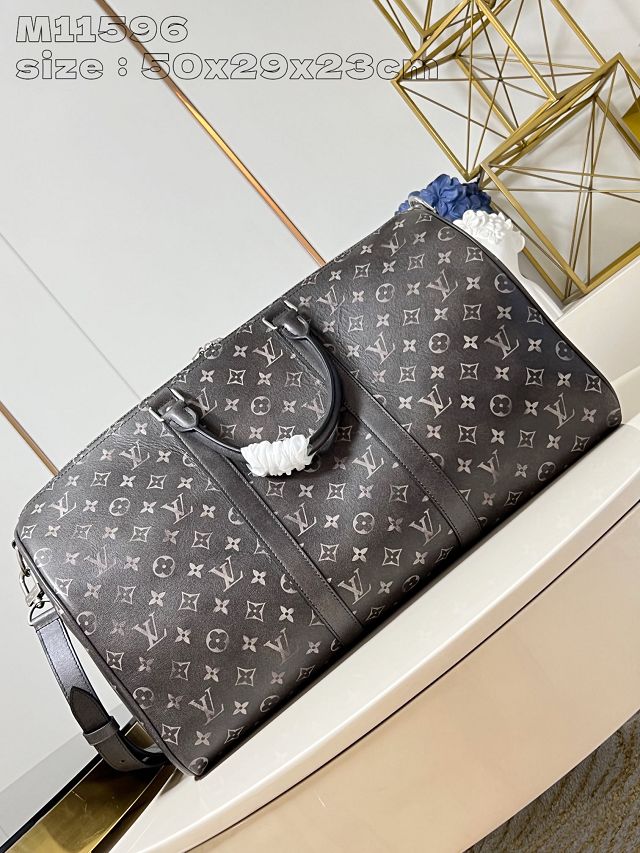 Louis vuitton original brushed calfskin keepall 50 M11596 black