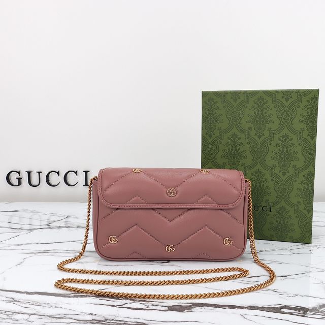 GG original calfskin marmont mini flap bag 768293 dusty pink