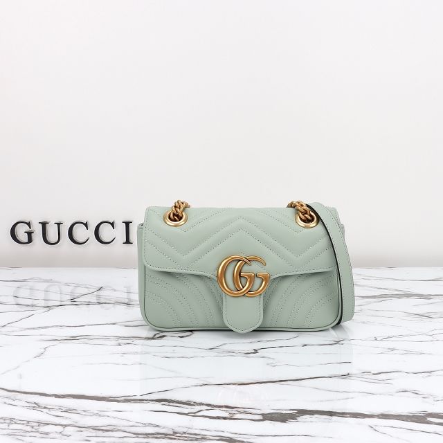 GG original calfskin marmont mini bag 446744 light green