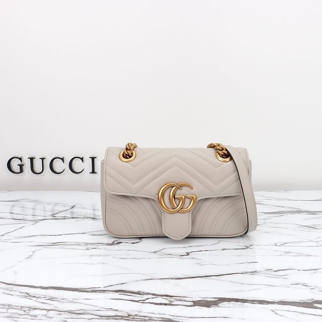 GG original calfskin marmont mini bag 446744 light grey