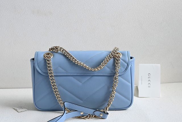 GG original calfskin marmont small shoulder bag 443497 light blue