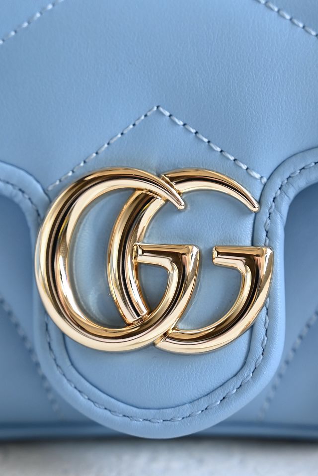 GG original calfskin marmont super mini bag 476433 light blue