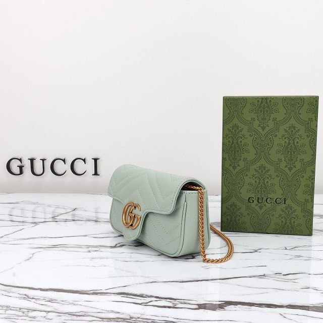 GG original calfskin marmont super mini bag 476433 light green