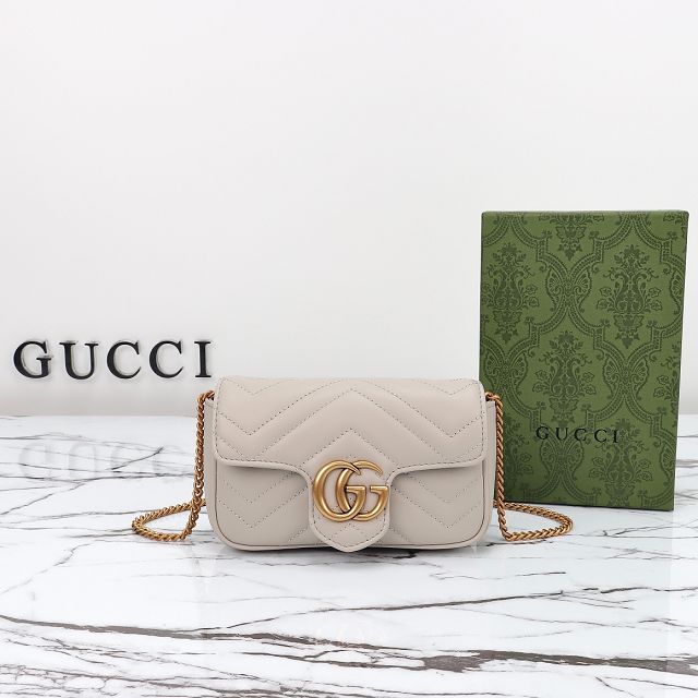 GG original calfskin marmont super mini bag 476433 light grey