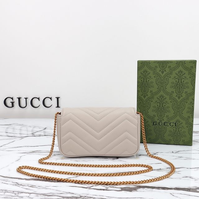 GG original calfskin marmont super mini bag 476433 light grey