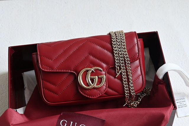 GG original calfskin marmont super mini bag 476433 wine