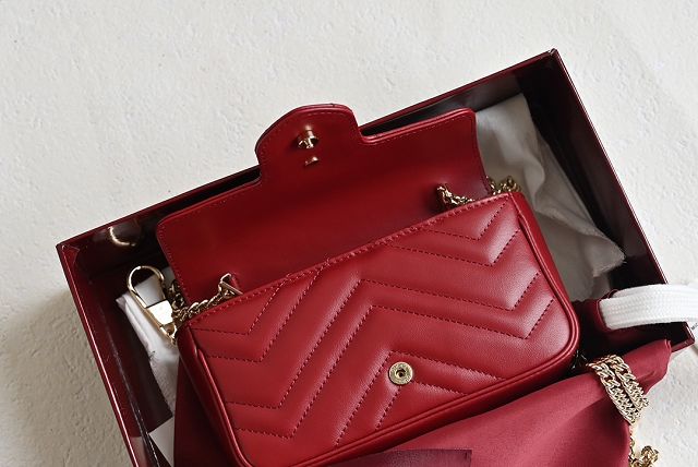 GG original calfskin marmont super mini bag 476433 wine