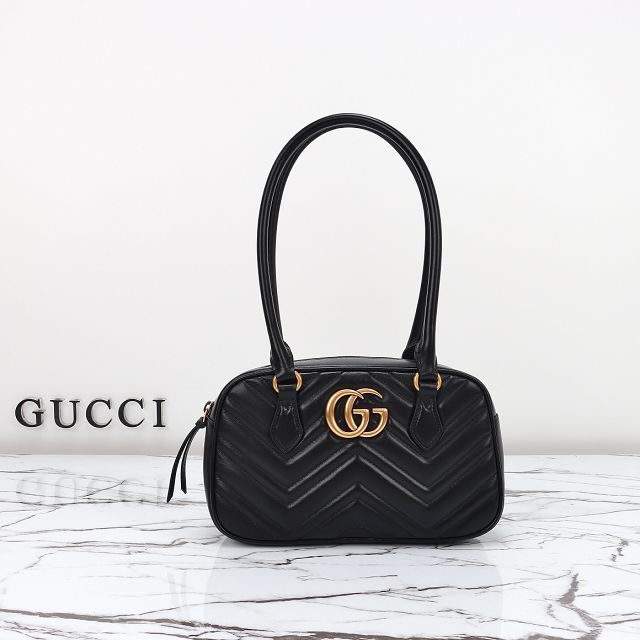 GG original calfskin marmont small top handle bag 795199 black