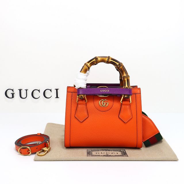 GG original calfskin diana mini tote bag 702732 orange