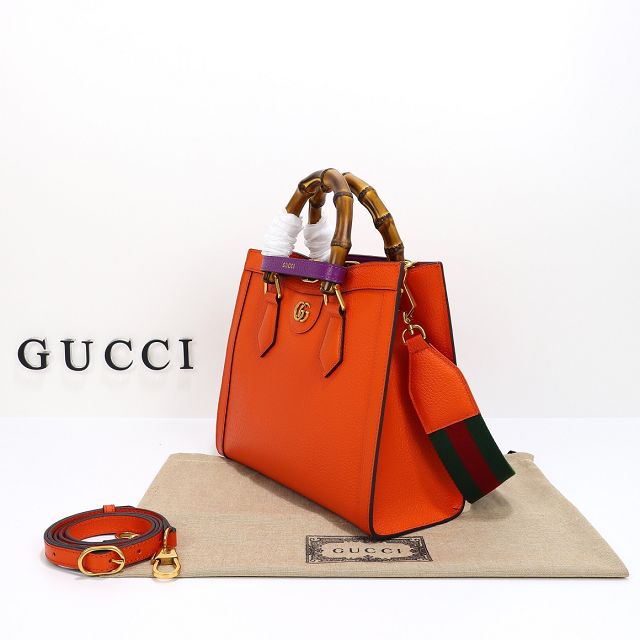 GG original calfskin diana small tote bag 702721 orange